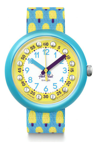 Reloj Flik Flak Lemon Freeze Fpnp062 Color de la correa Azul y amarillo