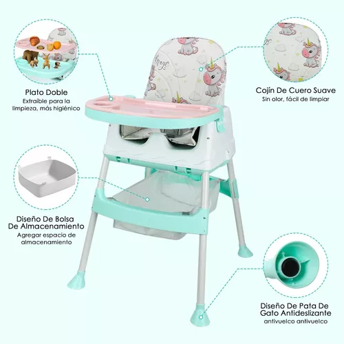 INFANS Silla alta 5 en 1 para bebé, juego de sillas convertibles de mesa  para niños pequeños, mecedora, asiento multifunción con ruedas universales