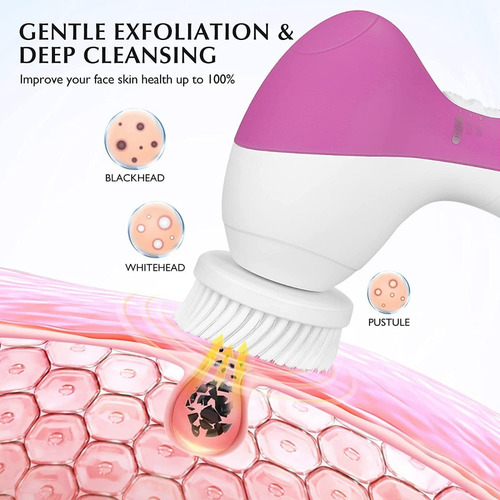 Imagen 2 de 8 de Cepillo Limpieza Facial Profunda Poros 5 Cabezales