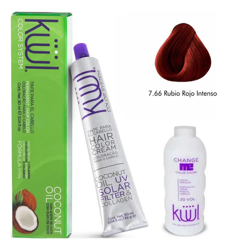 Kit Kit Kuul  Tinte tono 7.66 rubio rojo intenso para cabello