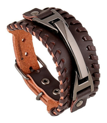 Pulseira Bracelete Masculino Couro Larga 3,5cm Cowboy Viking