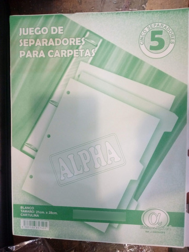 Separadores De Carpetas Cartulina Y Plástico Varias División