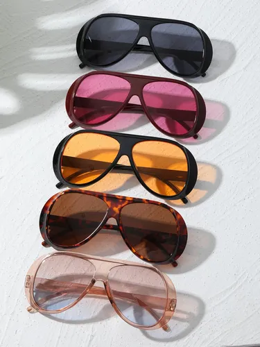 Óculos De Sol Aviador Oversized Kit 5 Plástico Multicolor