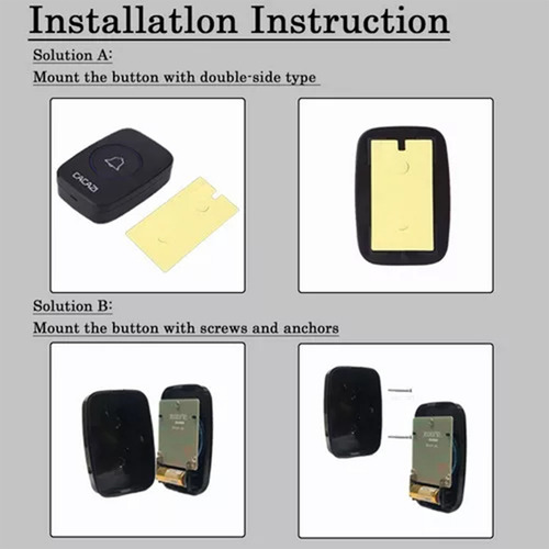 Mln-01 Timbre Inalámbrico Impermeable Con Luz Led 1 Transmisor 1 Rec Color Negro