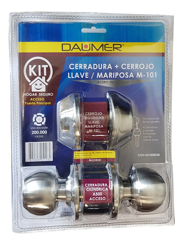 Kit Pomo + Cerrojo Llave/marip. M-101 Daumer Blister