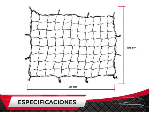 Imagen 3 de 10 de Red Malla Sujeta Equipaje Para Canastilla De Techo 1.40 Mts