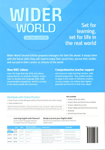 Wider World 1 - 2/Ed. - Livro de exercícios com prática e aplicativo on-line, de Heath, Jennifer. Editorial Pearson, capa mole em inglês internacional, 2022
