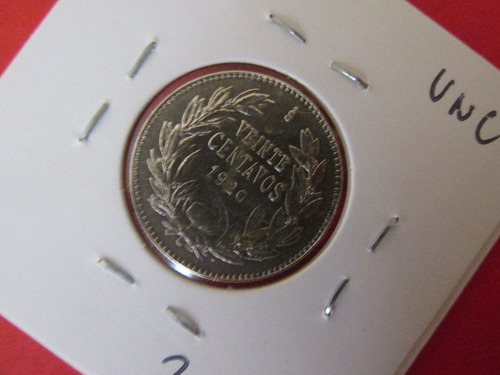 Moneda Chile 20 Centavos De Plata Año 1920 Unc Escasa (Usado)