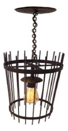 Lustre Redondo Colonial Modelo Artesanal Ripado 1 Bocal