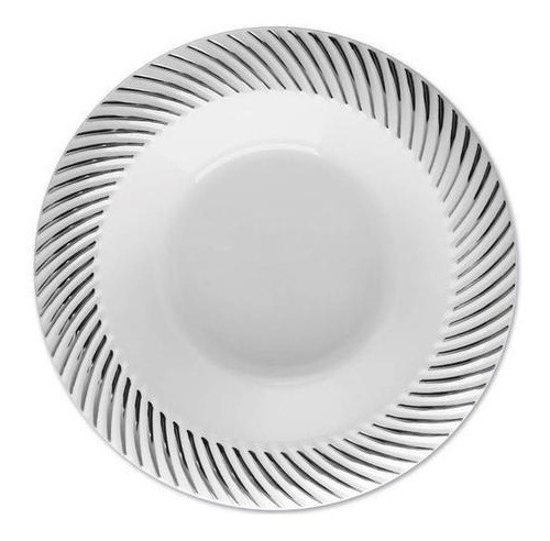 Imagem 1 de 1 de Prato Fundo Detalhe Prata 19cm - 06 Un - Silver Plastic