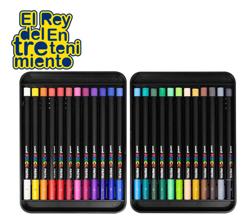 Imagen 2 de 5 de Óleo Pastel Posca X 24 Colores Caja Estuche Dibujo - El Rey