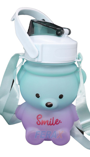 Garrafa Água Urso Smile Squeeze Infantil Garrafinha 1 Litro