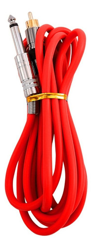 Cable Rca Para Máquina De Tatuar 2mts Silicon Reforzado Color Rojo