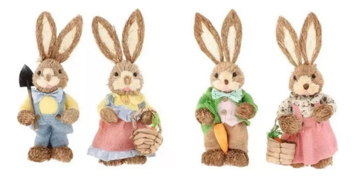 4 Pzs De Pareja De Conejos De Pascua 35cm,suministros