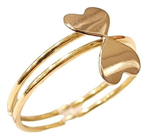 Imagen 2 de 4 de Anillo Oro 18kts Corazones Oro Blanco 1,9grs N°16 Brumat