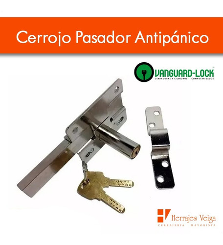 Imagen 2 de 9 de Cerrojo Pasador Vanguard-lock Antipanico El Mejor! 45mmcompu