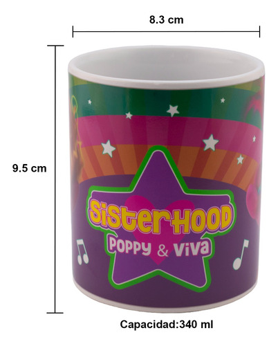 Taza De Cerámica Trolls 3 Que Cambia De Color 340 Ml Color Negro
