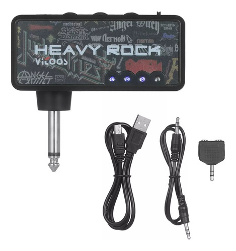Amplificador Guitarra Bajo Auricular Carga Usb Litio Barril