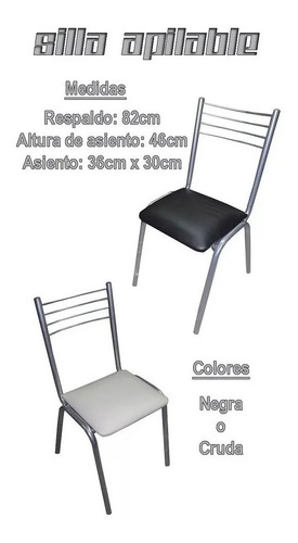 Imagen 5 de 7 de Silla Apilable Eco Cuero Caño Reforzada Comedor Cocina
