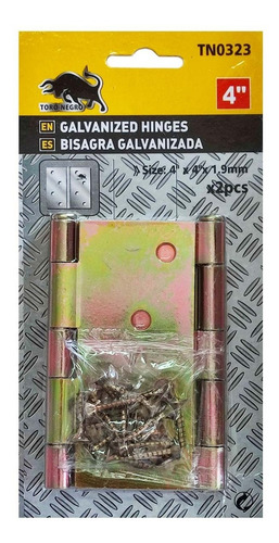 Imagen 3 de 5 de 2 Bisagra Galvanizada Zincada 2pc 4 Pulgadas + 12 Tornillo
