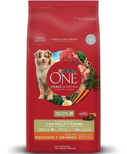 Alimento Purina One Perro Adulto Med/gde Carne 12kg 