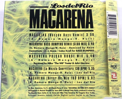 Los Del Rio - Macarena Importado Europa Maxi Single Cd (Usado)