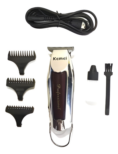 Kit Kemei 9163 Acabamento + Km 1102 Shaver Cor Prata