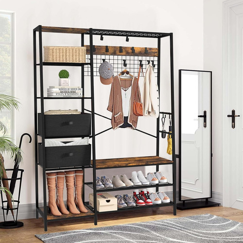 Perchero Zapatera 2 En 1 Organizador Rack Estante Ganchos
