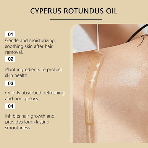 Aceite Cyperus Rotundus Para Depilación, Natural Con Gotero