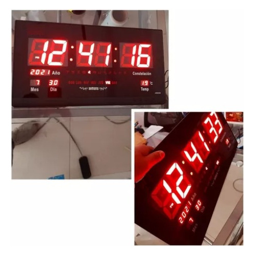 Reloj Digital De Pared Led 46 X 22 Cm Calendario Temperatura
