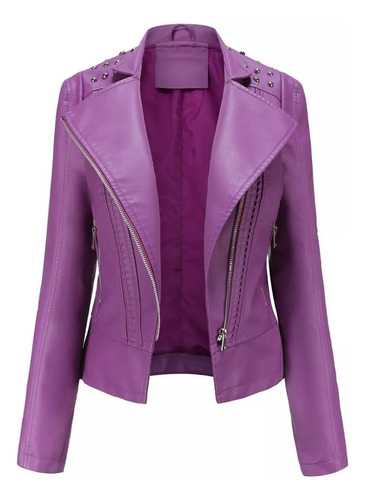 Chaqueta De Cuero Biker Punk Para Mujer