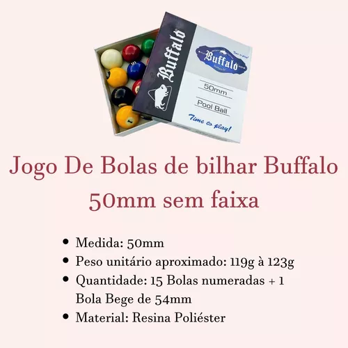 Jogo De Bolas Buffalo Sinuca 50mm + Estojo Preto + Triângulo em Promoção na  Americanas