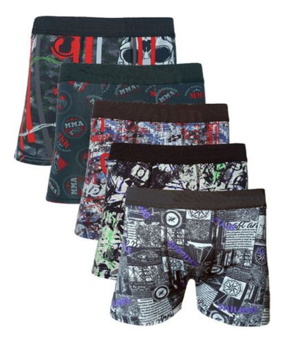 Kit 10 Cueca Boxer Estampada Microfibra Box Masculina Adulto