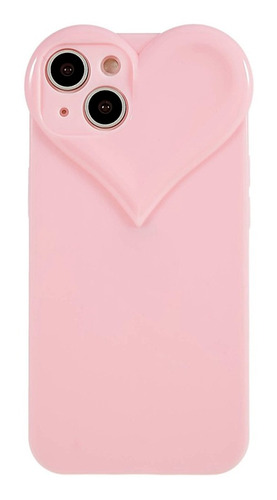 Protector iPhone 13/14 Color Rosa Con Corazón