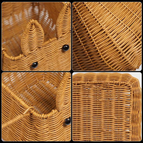 Cesta De Ratán Con Asa, Cesta Para Huevos Tejida Con Forma D