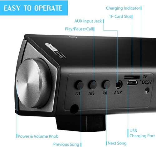 Imagen 2 de 9 de Altavoz Barra De Sonido Tv Soundbar Con Cable Y Bluetooth