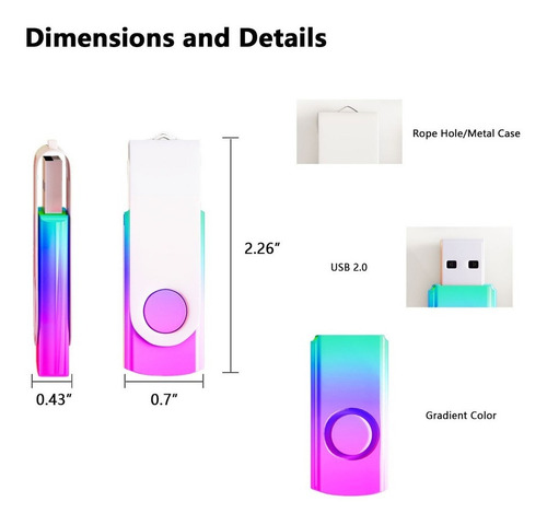 Paquete De 5 Tarjetas De Memoria Usb 2.0 De 32 Gb Con Degrad
