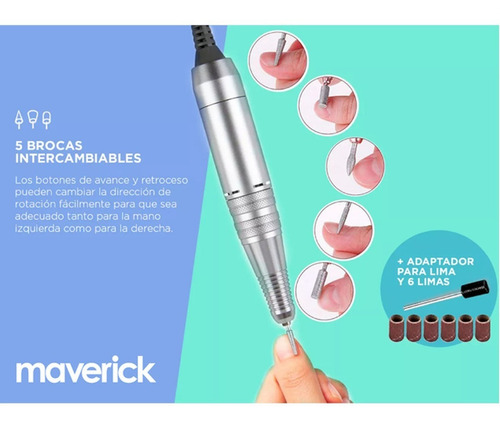 Torno Para Uñas De Mano Manicura Pedicuria + Kit Maverick