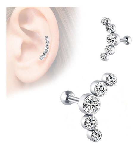 10 Pendientes Gem Tragus Helix Bar Con Forma De Cartílago En