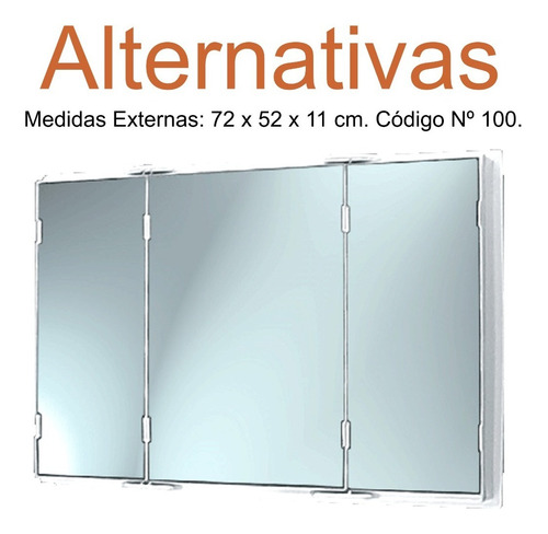 Botiquin Baño Espejo Peinador 3 Puertas Repisa 61x52x10 C6 Blanco