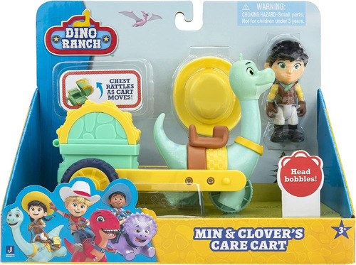 Dino Ranch Jazwares Figura Min Y Clovers Carro Para Cuidados