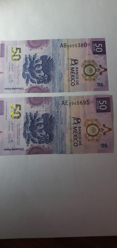 Billete 50 Pesos Ajolote Serie Ab Y Ae