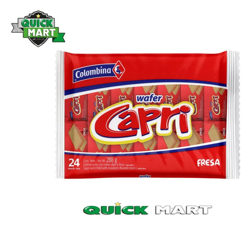 Galletas Wafer Capri Fresa 24u - Kg a $16