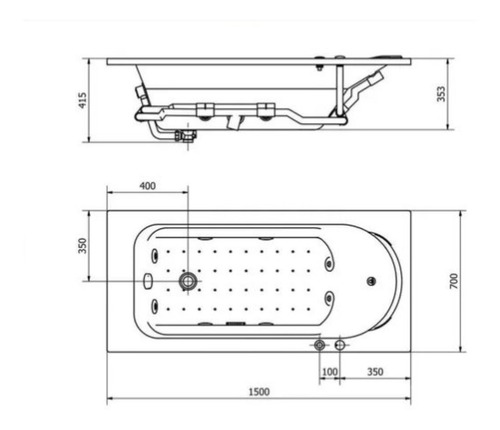 Imagen 7 de 10 de Hidromasaje Jacuzzi Bh150l 8 Jets Acrilico Piazza 150x70