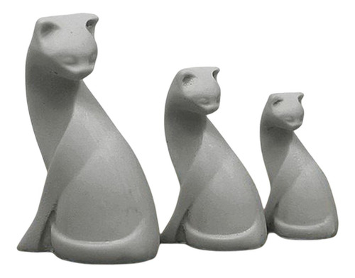 3 Figura Coleccionable En Miniatura De Un Gato Bonito A Gris