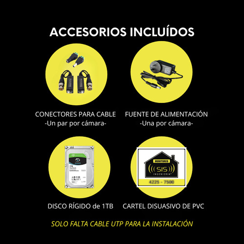Kit Seguridad Dvr Hikvision 2 Camaras Hd Disco Rigido 1tb