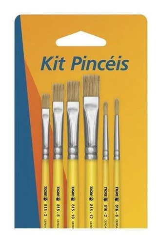 Kit Pincéis Para Pintura Em Tecido Tigre 6234 - 6un