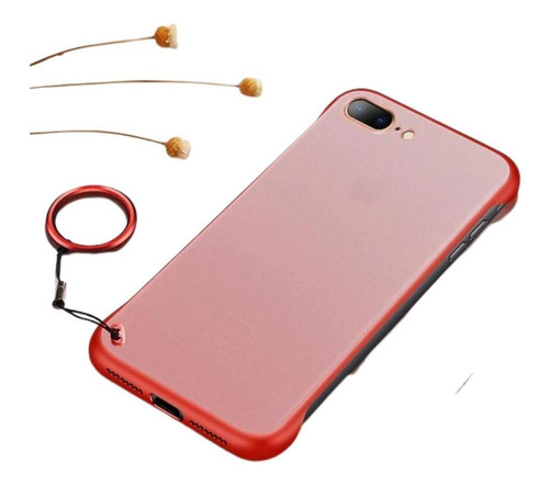 Carcasa Con Anillo Metálico Para  iPhone 7 Plus / 8 P Rojo