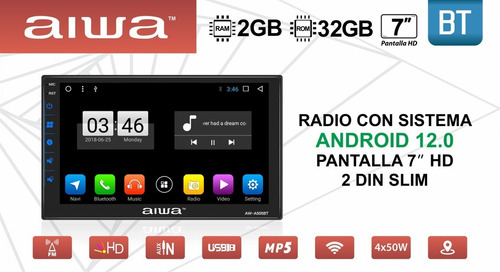 Radio Auto 2 Din Android Touch Hd De 7'' Aiwa Aw-a505bt