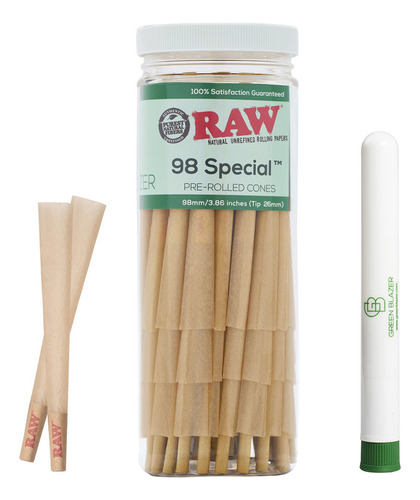 Papelillos Raw Raw Cones 98 Special: Paquete De 50 Conos Y P